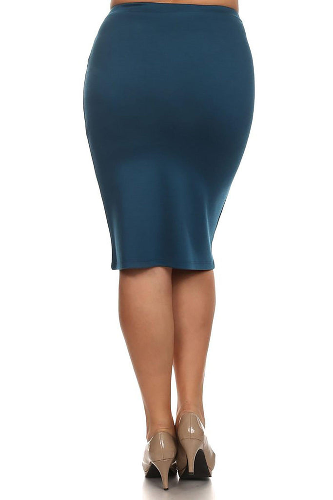 Women's Plus Size Casual Solid Pencil Midi Skirt FashionJOA