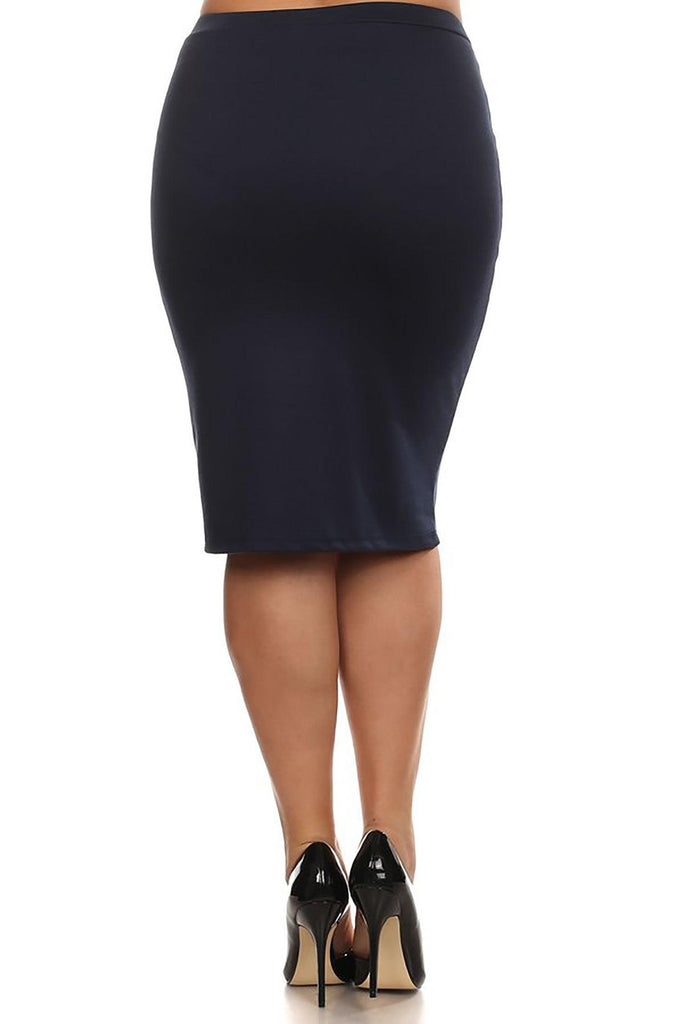 Women's Plus Size Casual Solid Pencil Midi Skirt FashionJOA