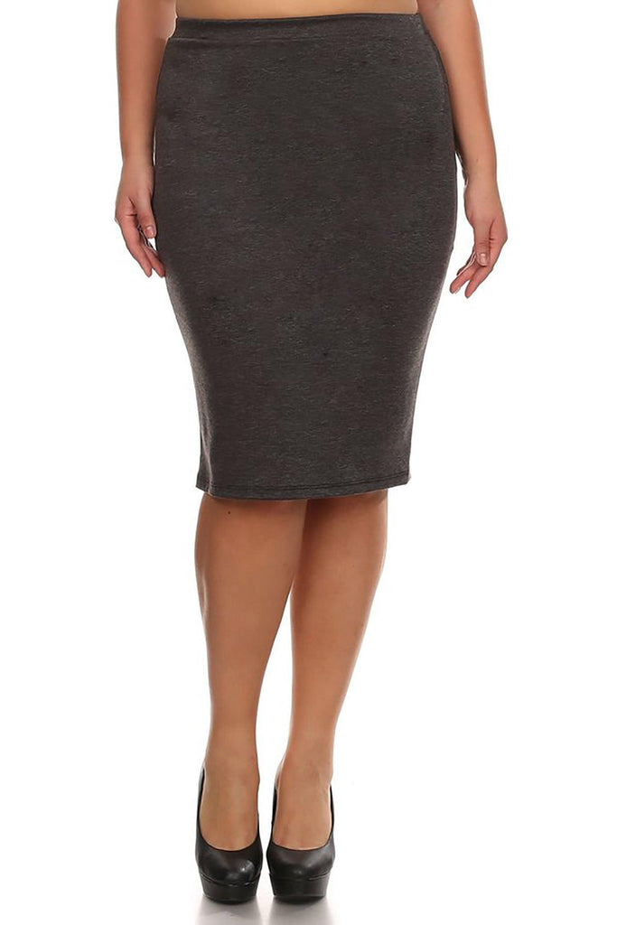 Women's Plus Size Casual Solid Pencil Midi Skirt FashionJOA