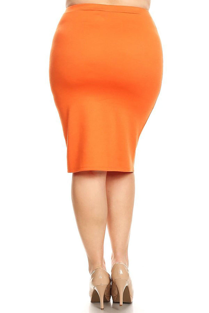 Women's Plus Size Casual Solid Pencil Midi Skirt FashionJOA