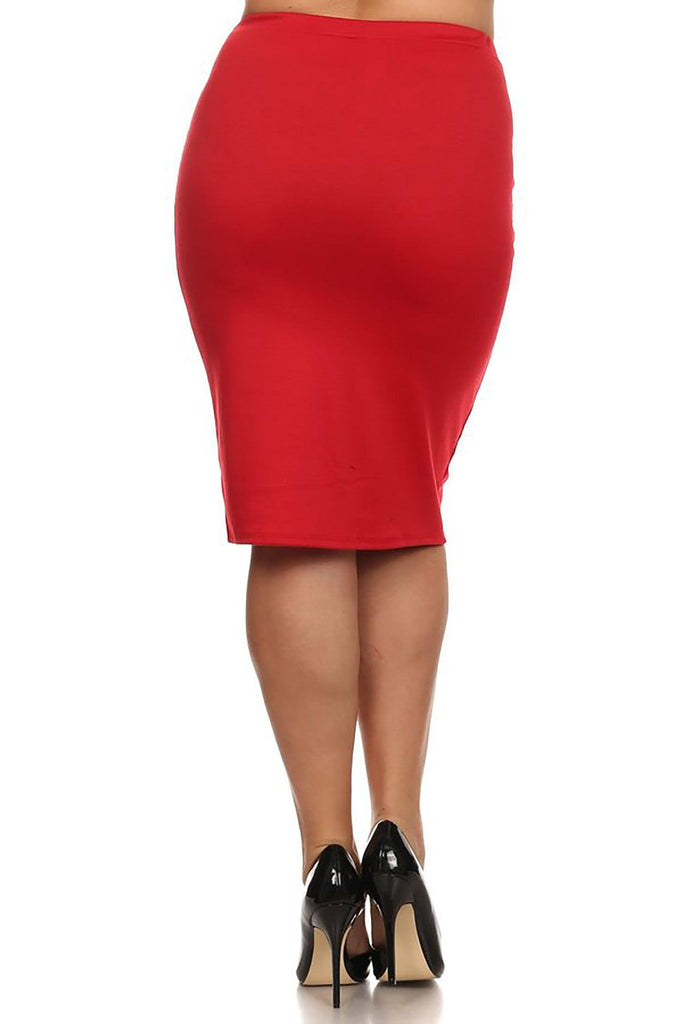 Women's Plus Size Casual Solid Pencil Midi Skirt FashionJOA