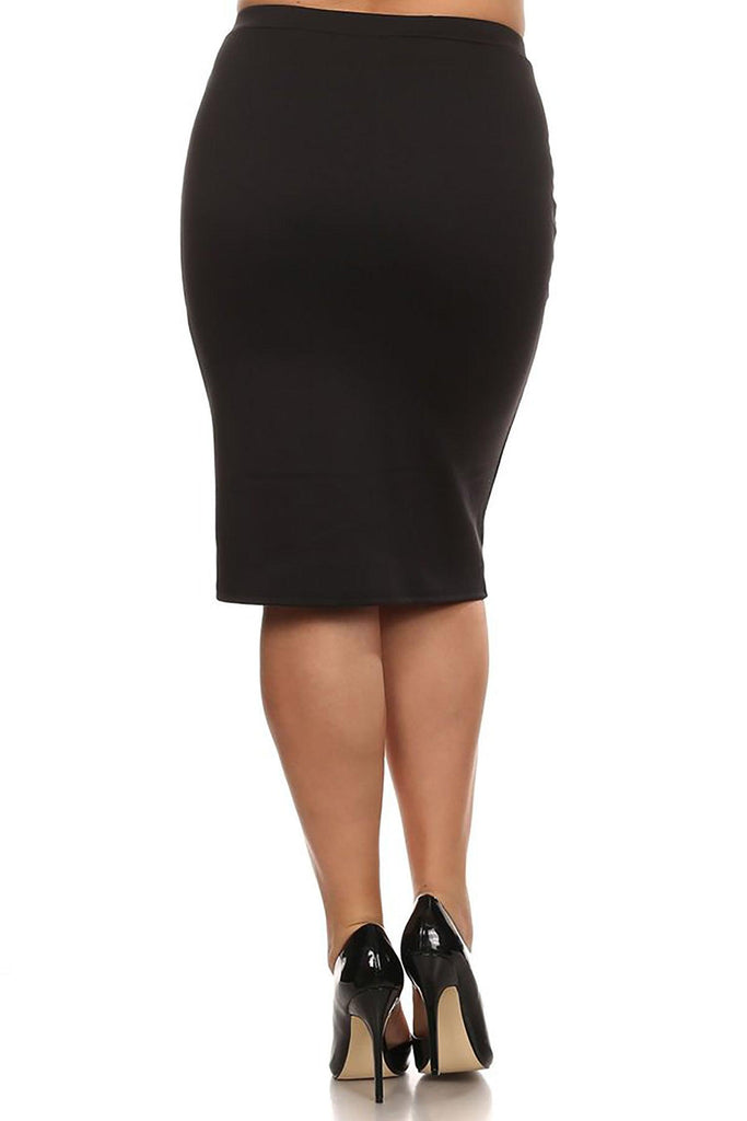 Women's Plus Size Casual Solid Pencil Midi Skirt FashionJOA