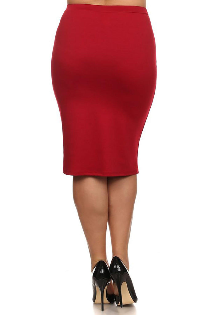 Women's Plus Size Casual Solid Pencil Midi Skirt FashionJOA