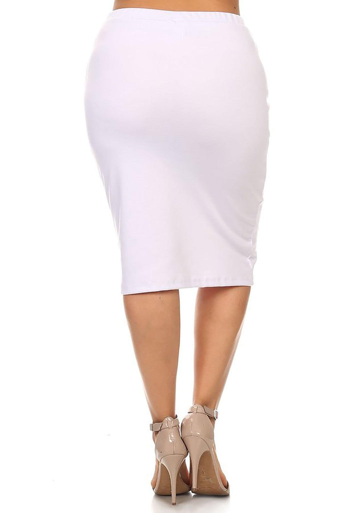 Women's Plus Size Casual Solid Pencil Midi Skirt FashionJOA