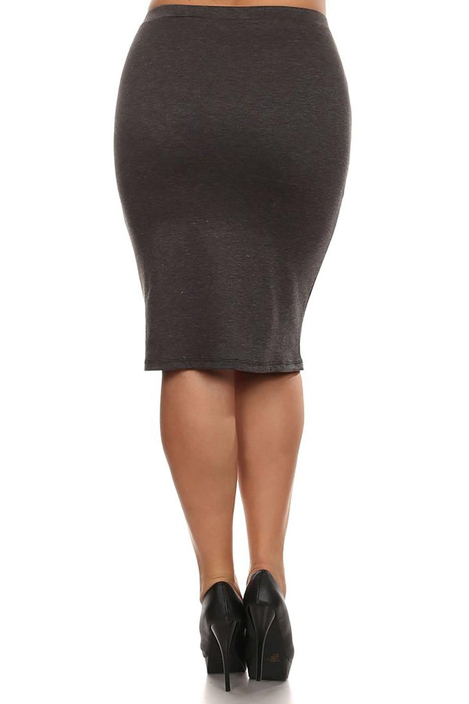 Women's Plus Size Casual Solid Pencil Midi Skirt FashionJOA