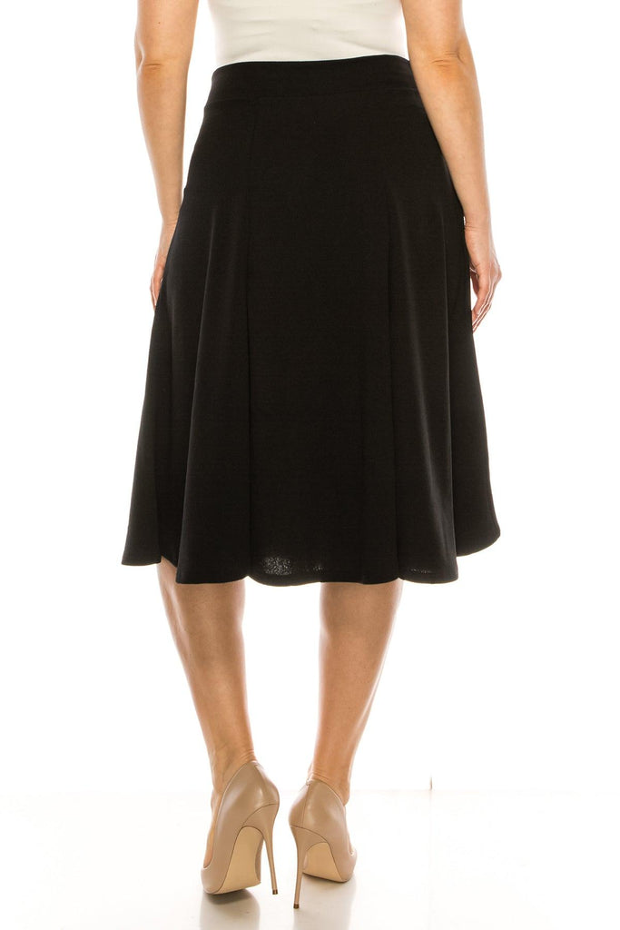 Women's Plus Size Classic Solid Flared Lightweight Midi A-line Skirt FashionJOA