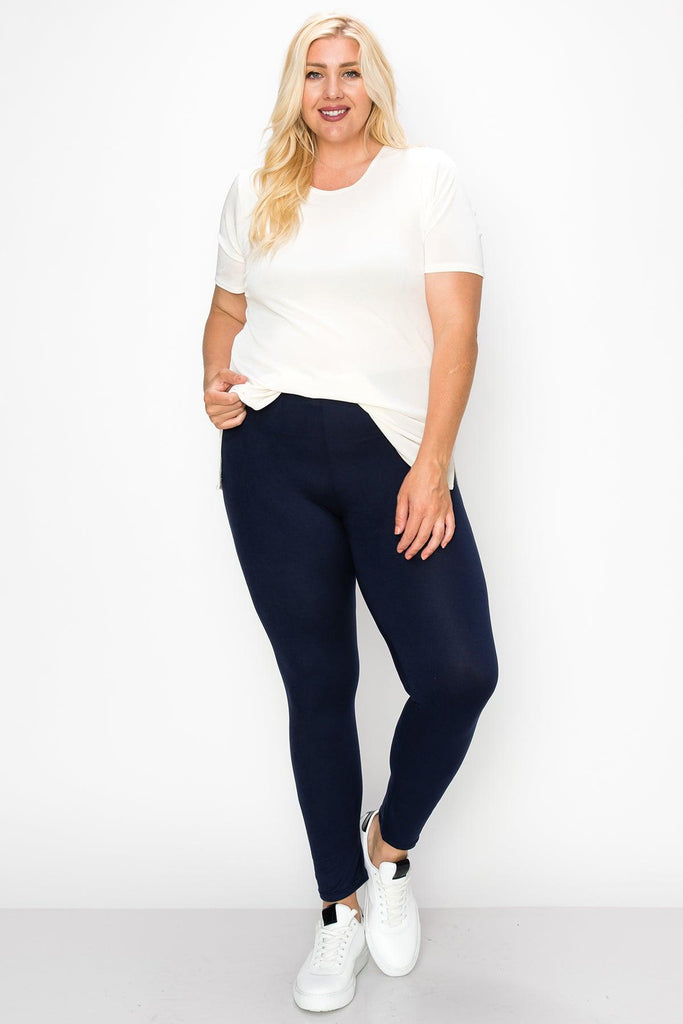 Women's Plus Size Elastic Band Waist Stretch Comfy Workout Leggings Pants FashionJOA