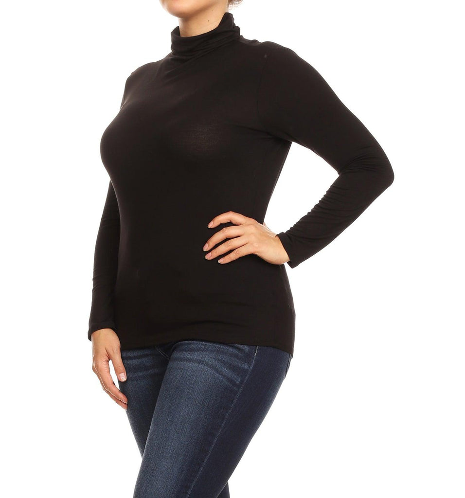 Women's Plus Size Fitted Long Sleeve Solid Turtleneck Sweater (Pack of 2) FashionJOA