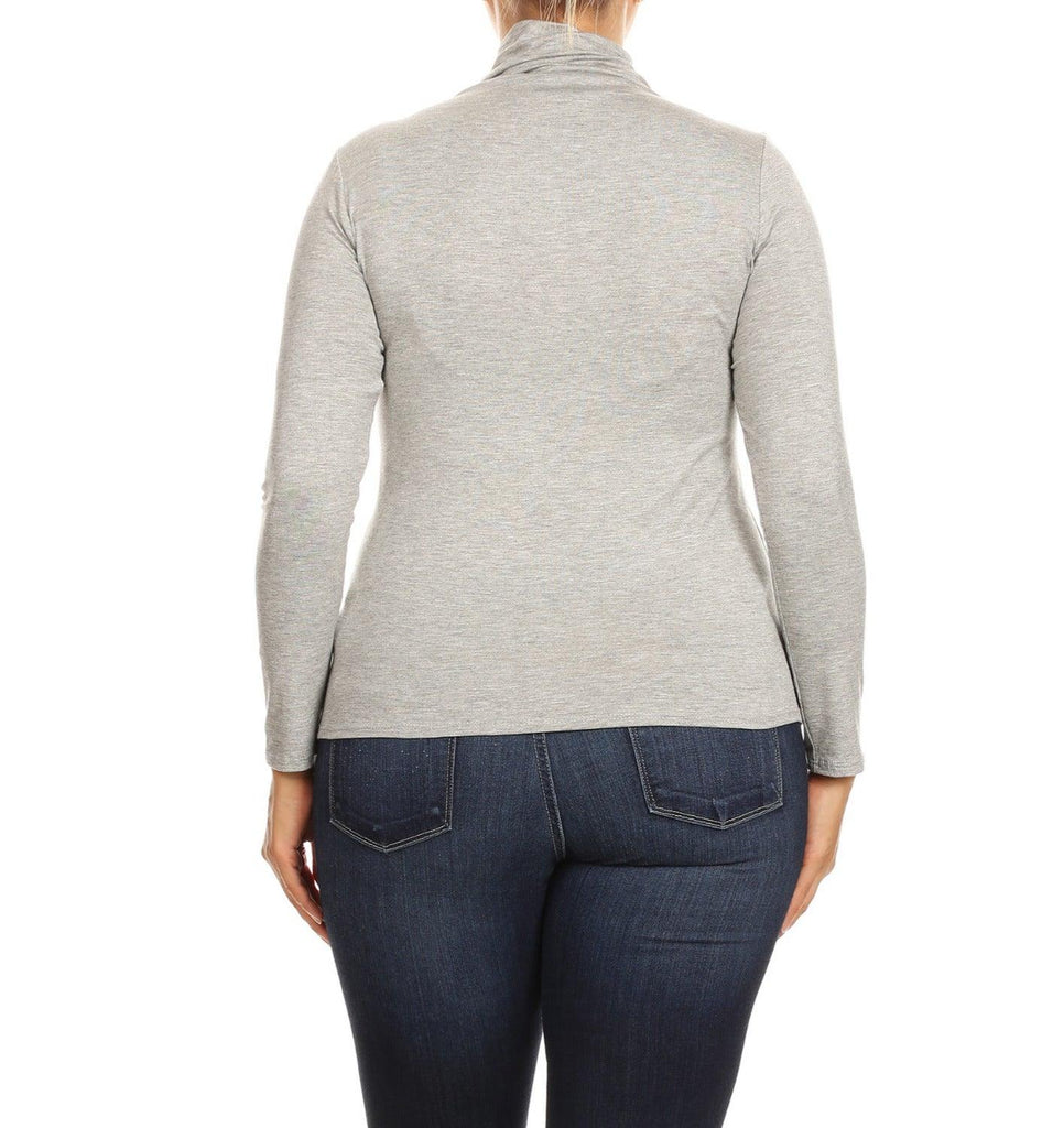 Women's Plus Size Fitted Long Sleeve Solid Turtleneck Sweater (Pack of 2) FashionJOA