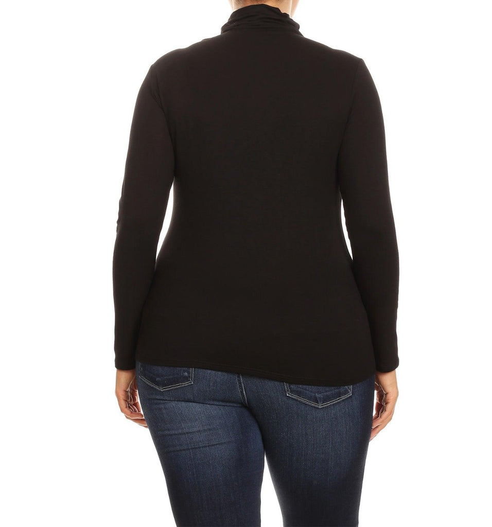 Women's Plus Size Fitted Long Sleeve Solid Turtleneck Sweater (Pack of 2) FashionJOA