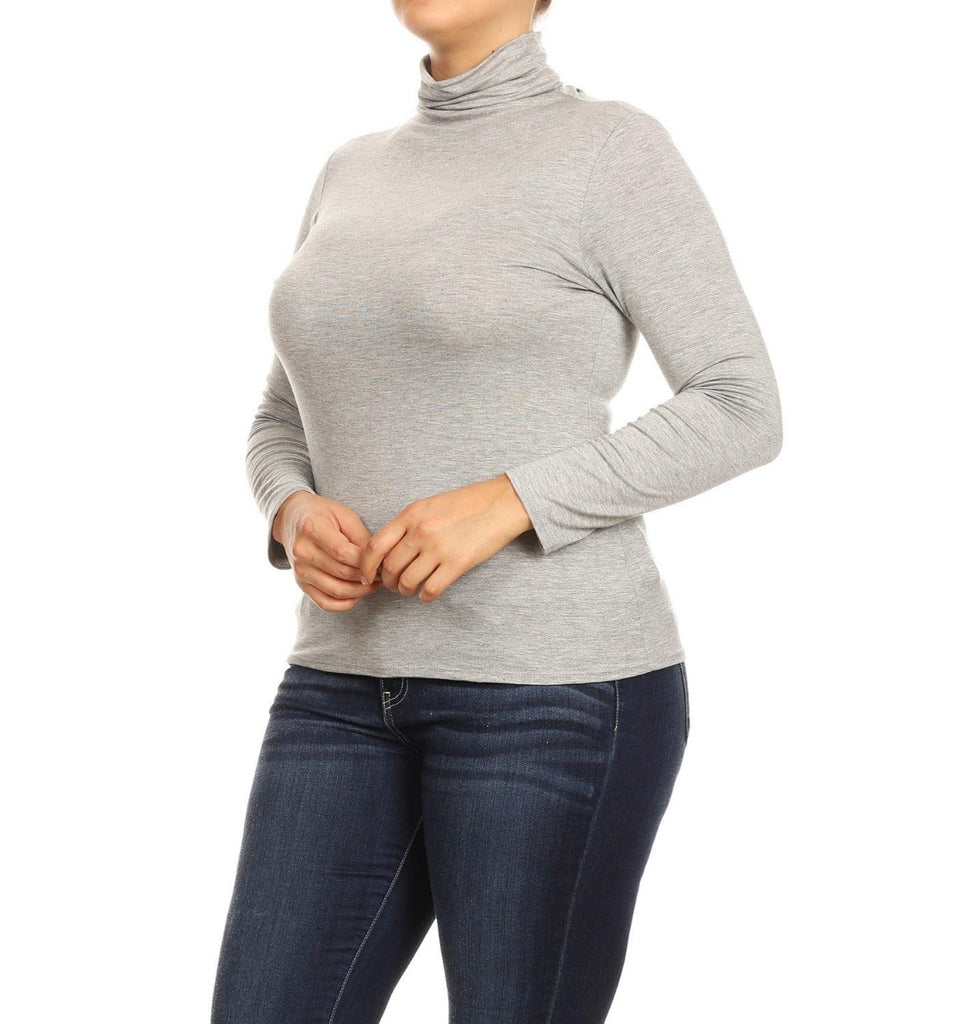 Women's Plus Size Fitted Long Sleeve Solid Turtleneck Sweater (Pack of 2) FashionJOA