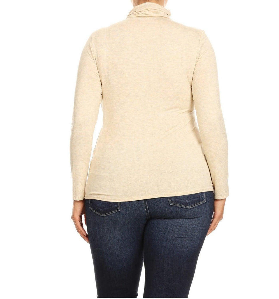 Women's Plus Size Fitted Long Sleeve Solid Turtleneck Sweater (Pack of 2) FashionJOA