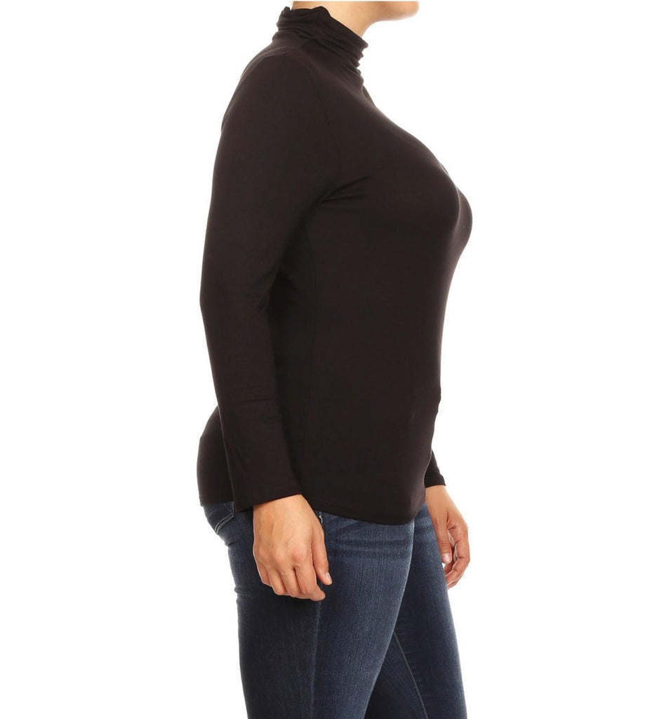 Women's Plus Size Fitted Long Sleeve Solid Turtleneck Sweater (Pack of 2) FashionJOA