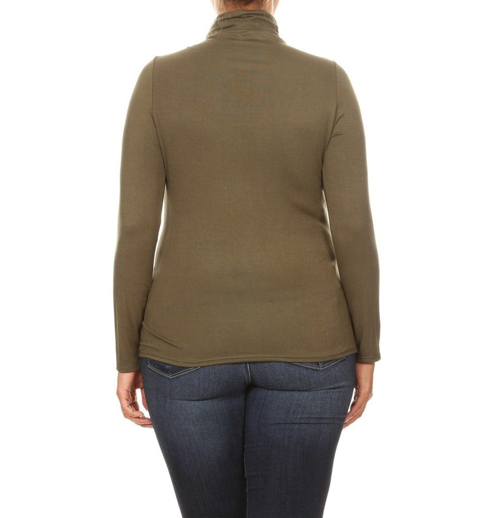 Women's Plus Size Fitted Long Sleeve Solid Turtleneck Sweater (Pack of 2) FashionJOA