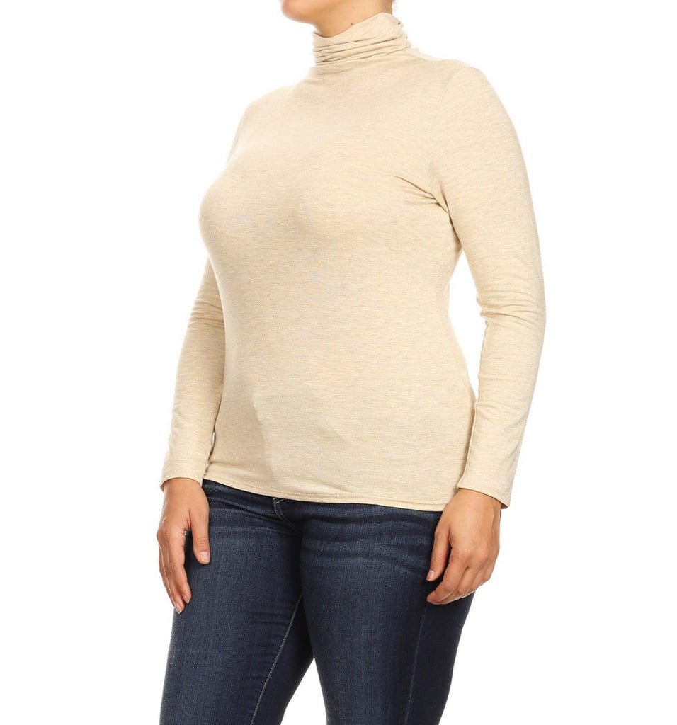 Women's Plus Size Fitted Long Sleeve Solid Turtleneck Sweater (Pack of 2) FashionJOA