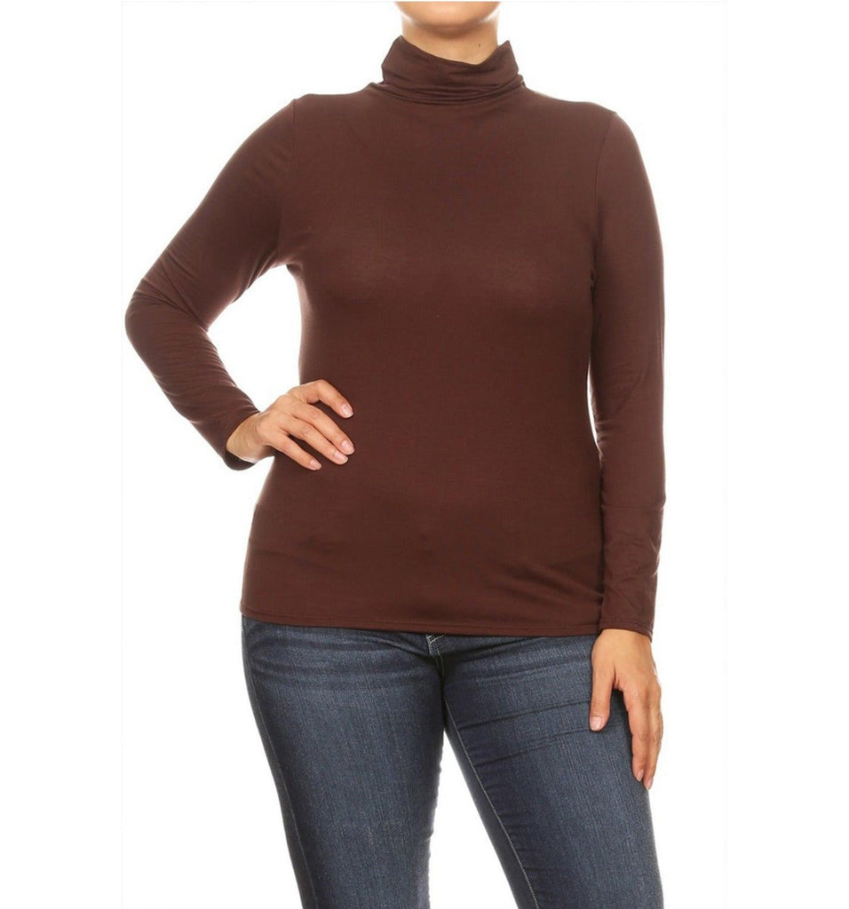 Women's Plus Size Fitted Long Sleeve Solid Turtleneck Sweater (Pack of 2) FashionJOA