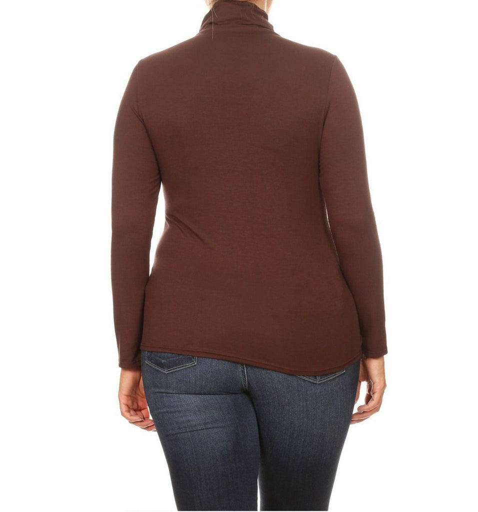 Women's Plus Size Fitted Long Sleeve Solid Turtleneck Sweater (Pack of 2) FashionJOA