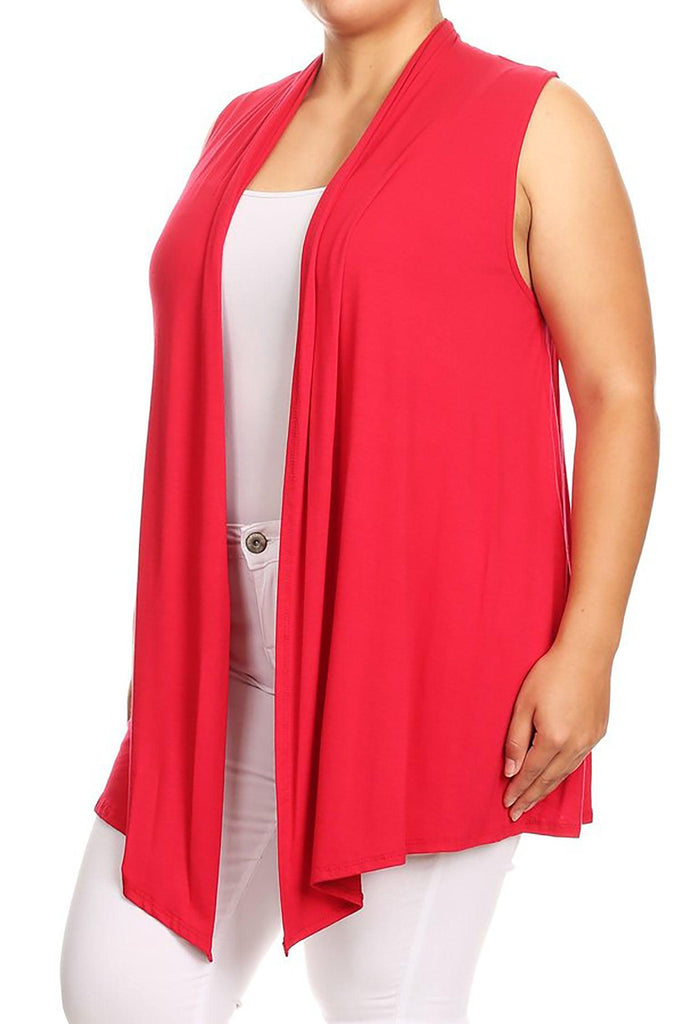 Women's Plus Size Open Front Relexed Fit CasualSleeveless Vest Cardigan FashionJOA