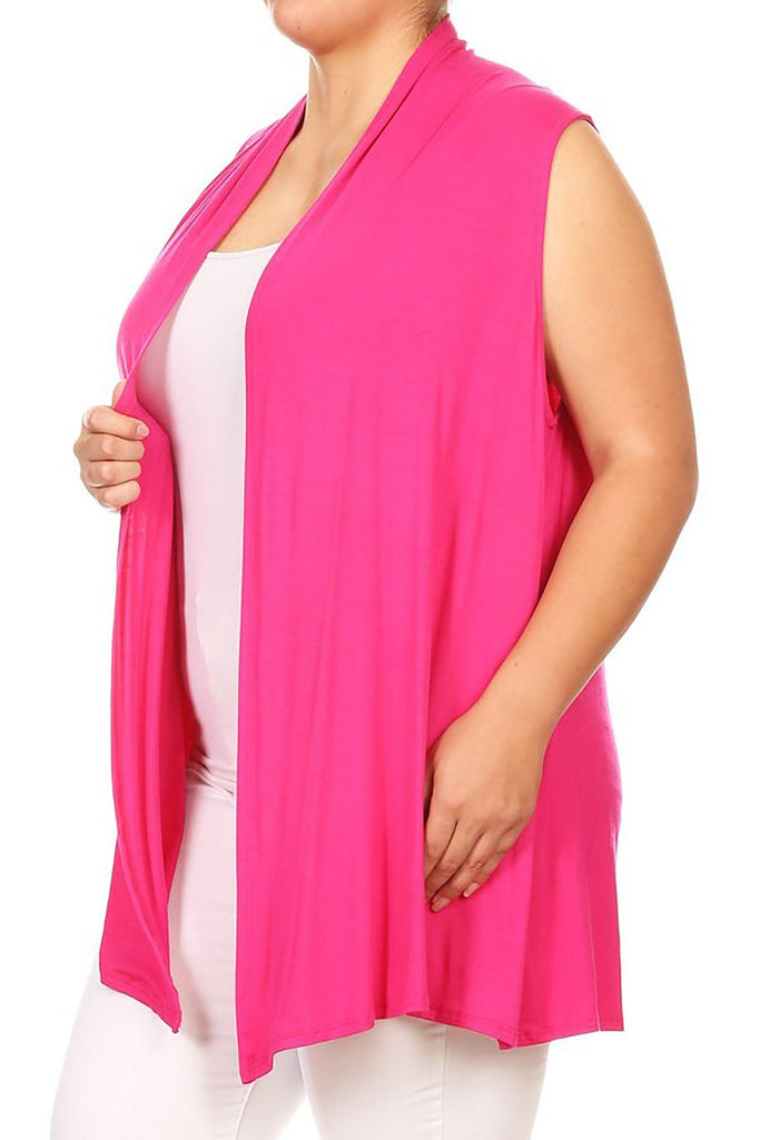 Women's Plus Size Open Front Relexed Fit CasualSleeveless Vest Cardigan FashionJOA