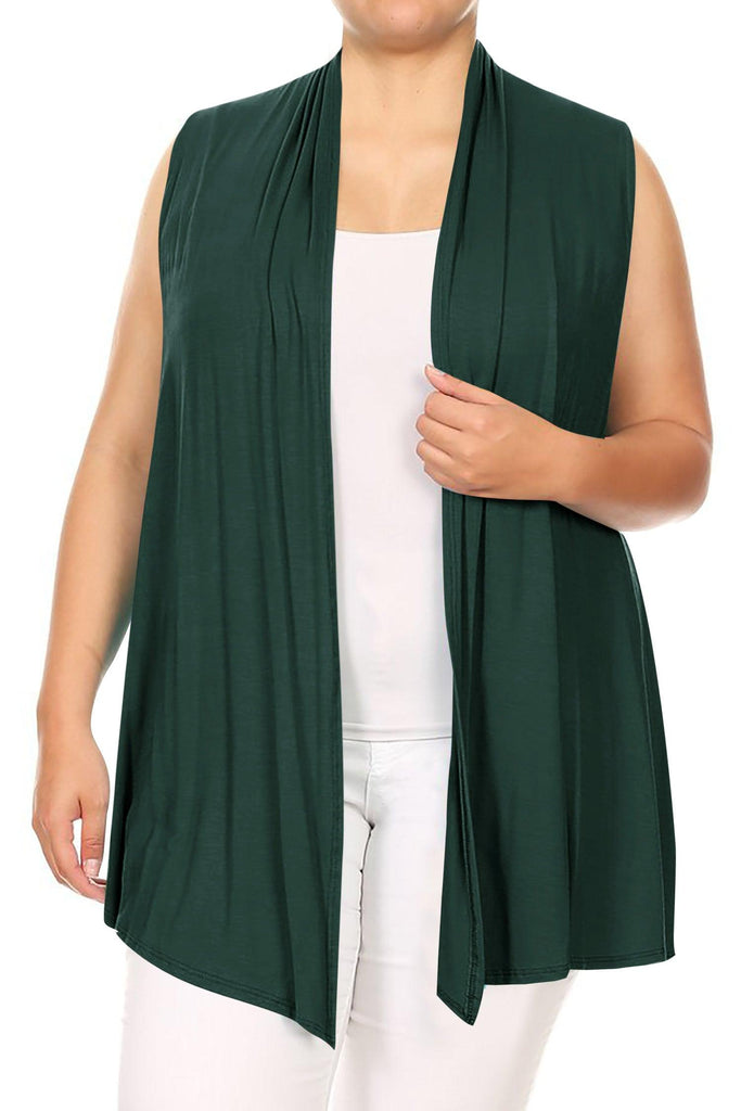 Women's Plus Size Open Front Relexed Fit CasualSleeveless Vest Cardigan FashionJOA