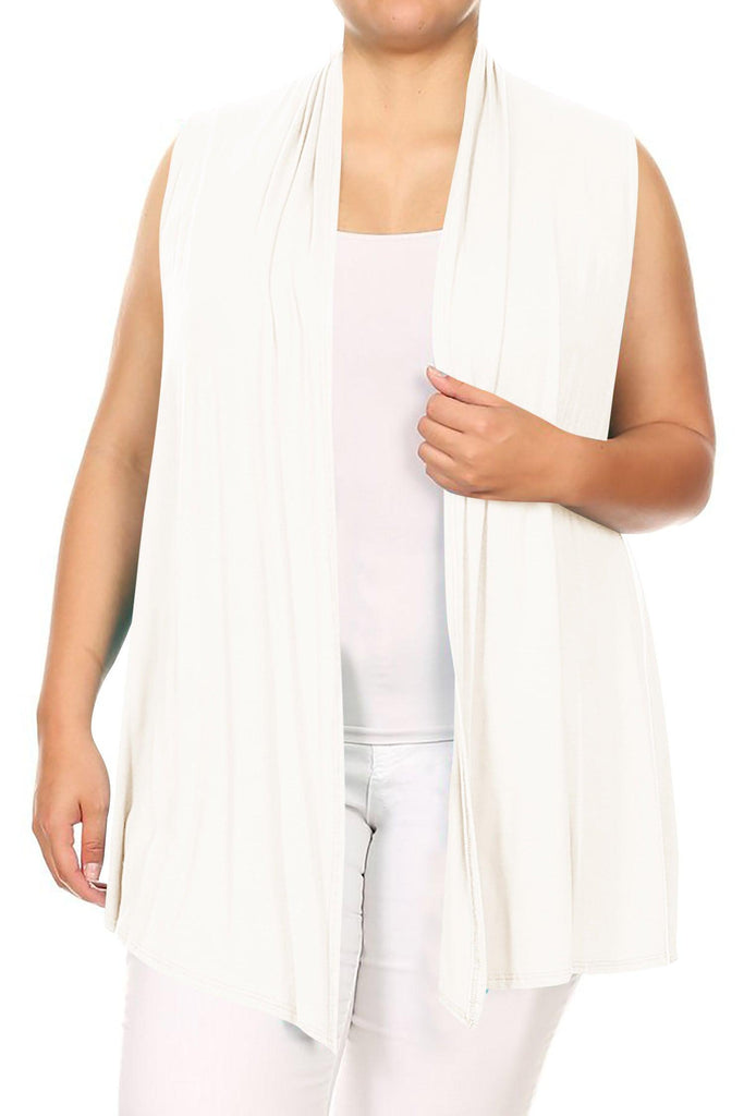 Women's Plus Size Open Front Relexed Fit CasualSleeveless Vest Cardigan FashionJOA