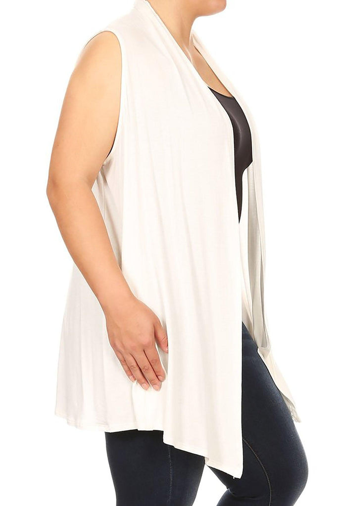 Women's Plus Size Open Front Relexed Fit CasualSleeveless Vest Cardigan FashionJOA