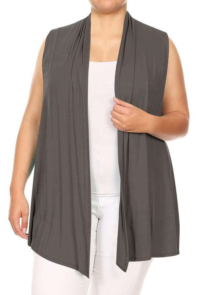 Women's Plus Size Open Front Relexed Fit CasualSleeveless Vest Cardigan FashionJOA