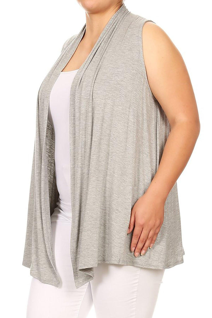 Women's Plus Size Open Front Relexed Fit CasualSleeveless Vest Cardigan FashionJOA