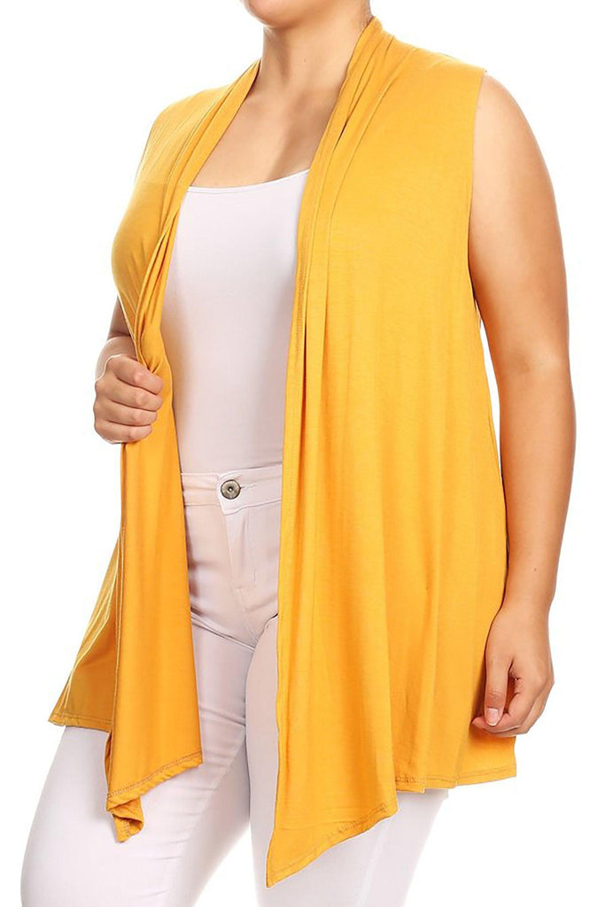 Women's Plus Size Open Front Relexed Fit CasualSleeveless Vest Cardigan FashionJOA