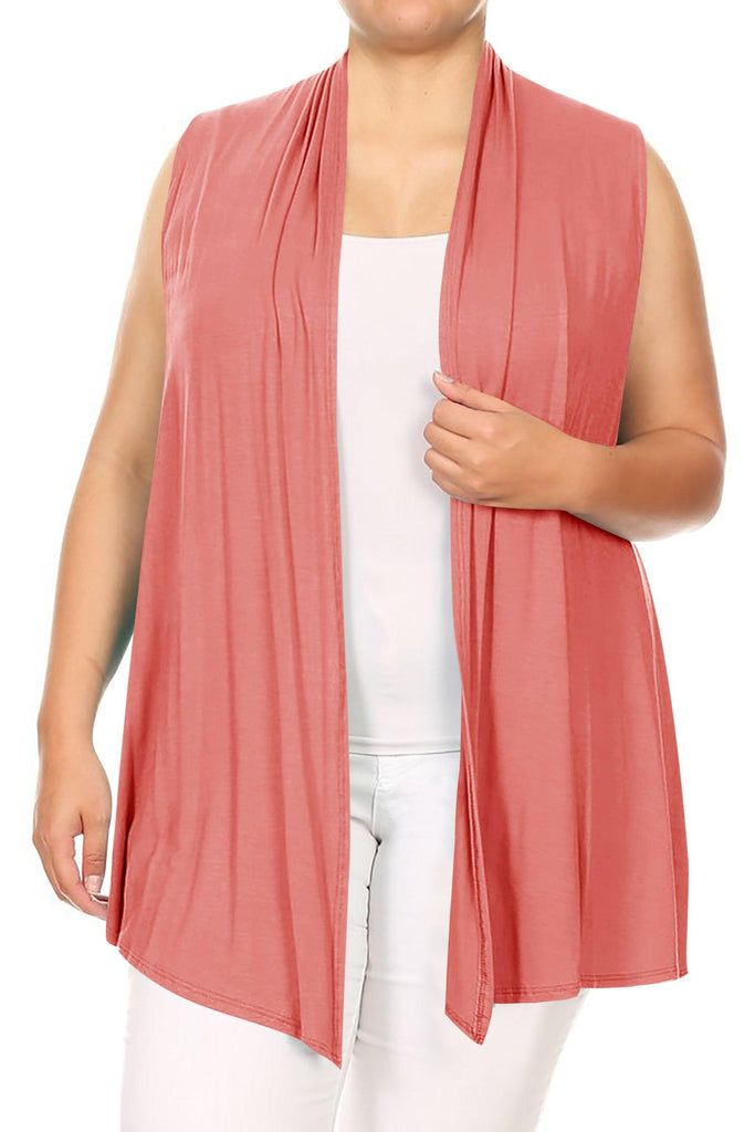 Women's Plus Size Open Front Relexed Fit CasualSleeveless Vest Cardigan FashionJOA