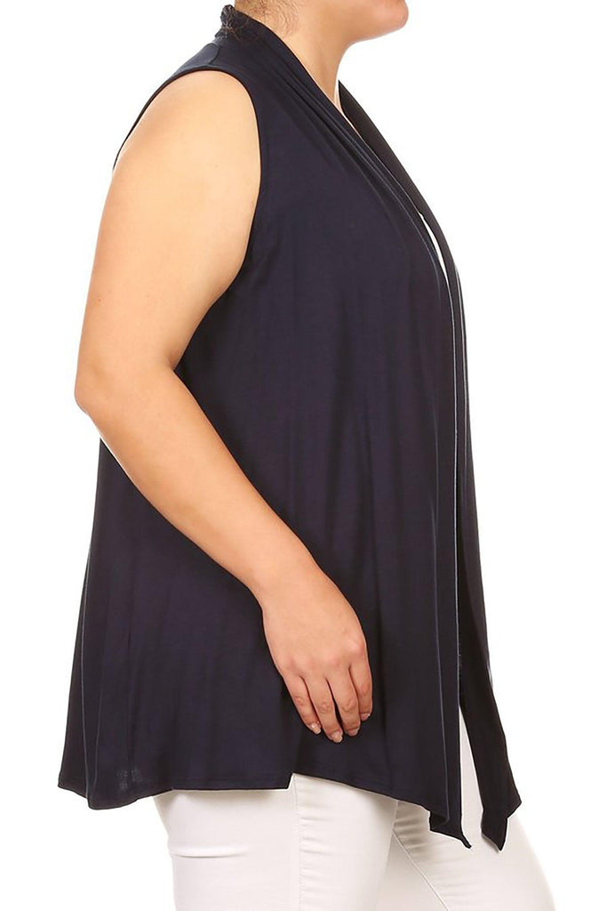 Women's Plus Size Open Front Relexed Fit CasualSleeveless Vest Cardigan FashionJOA