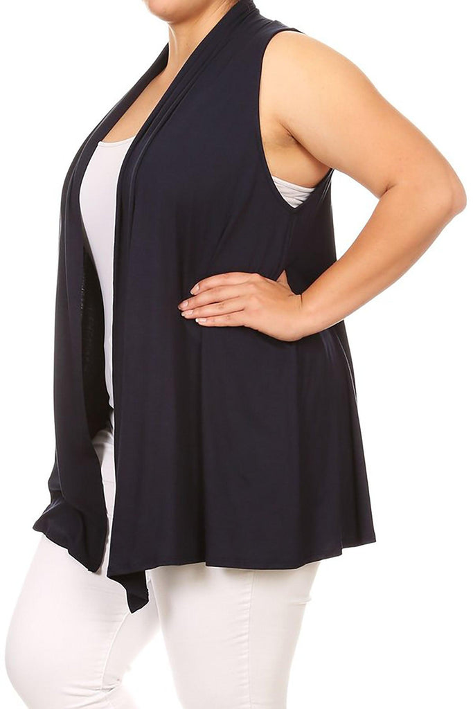 Women's Plus Size Open Front Relexed Fit CasualSleeveless Vest Cardigan FashionJOA