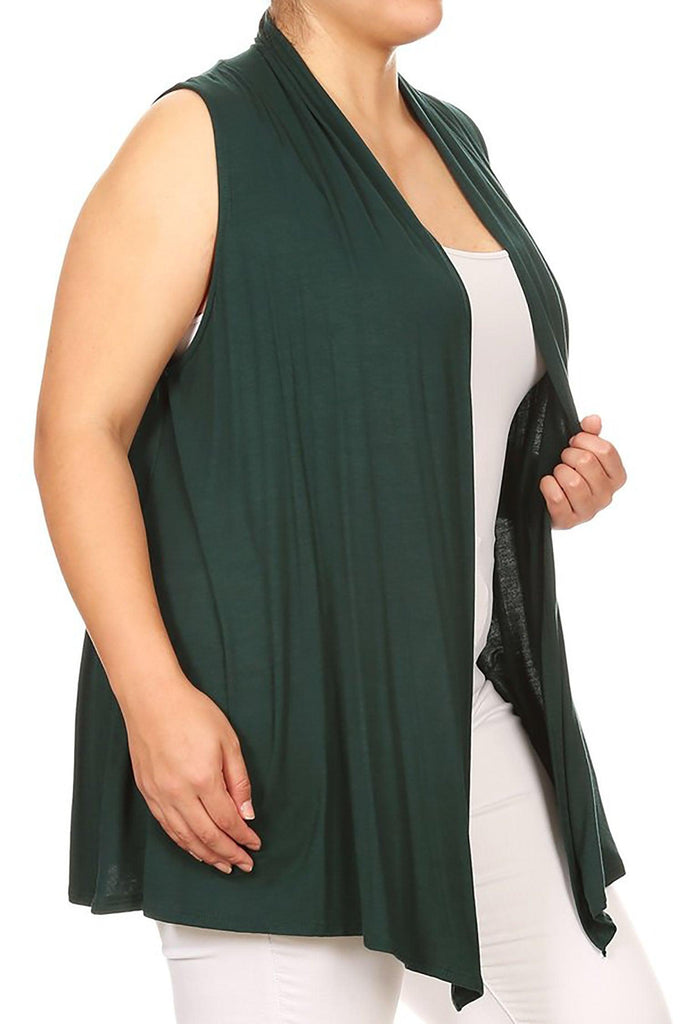 Women's Plus Size Open Front Relexed Fit CasualSleeveless Vest Cardigan FashionJOA