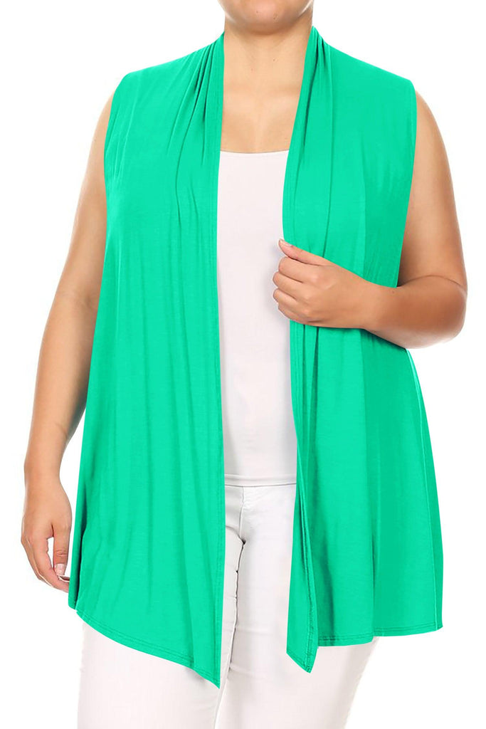 Women's Plus Size Open Front Relexed Fit CasualSleeveless Vest Cardigan FashionJOA