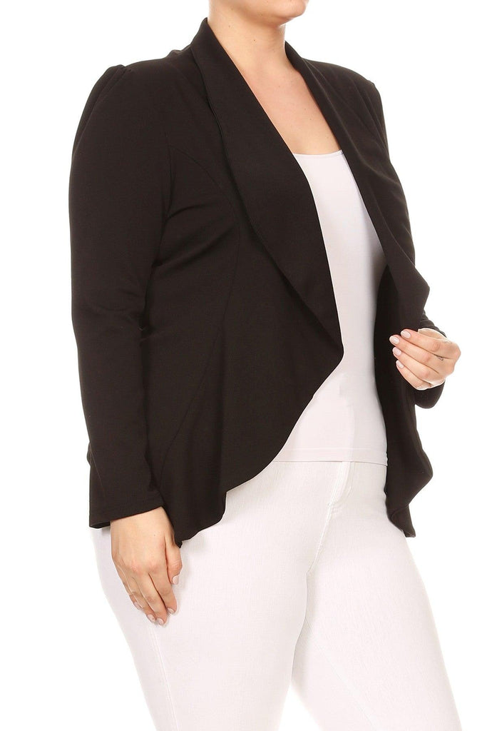 Women's Plus Size Solid Casual Fitted Open Blazer Office Jacket FashionJOA