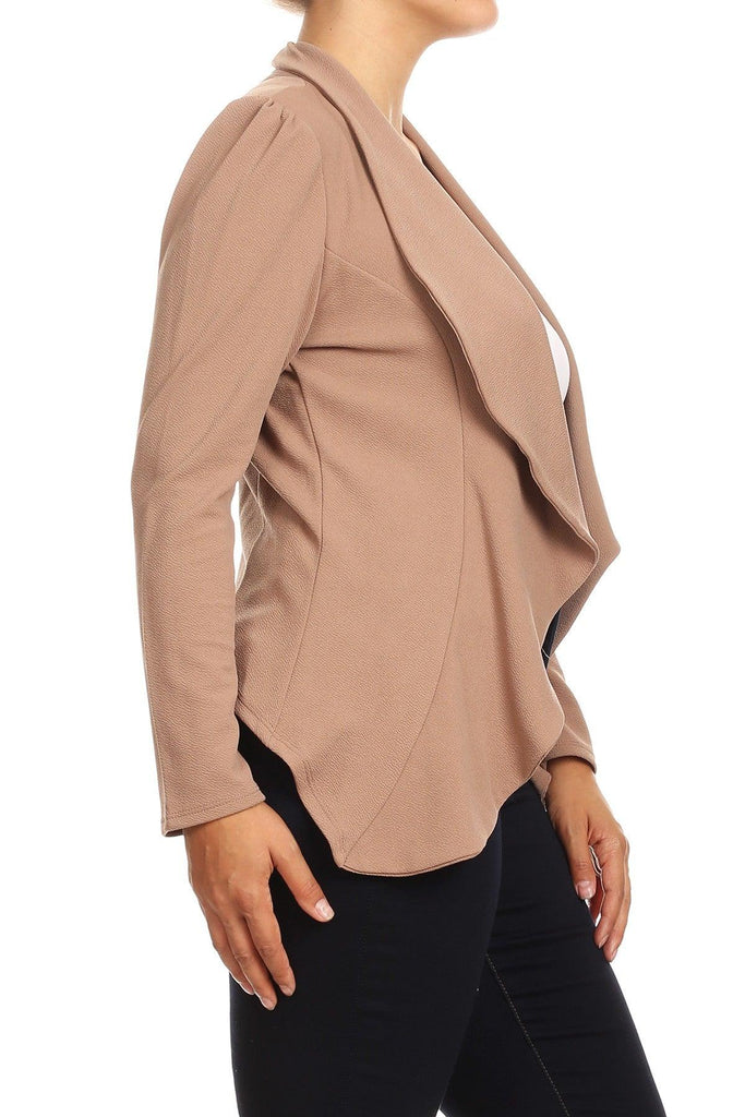 Women's Plus Size Solid Casual Fitted Open Blazer Office Jacket FashionJOA