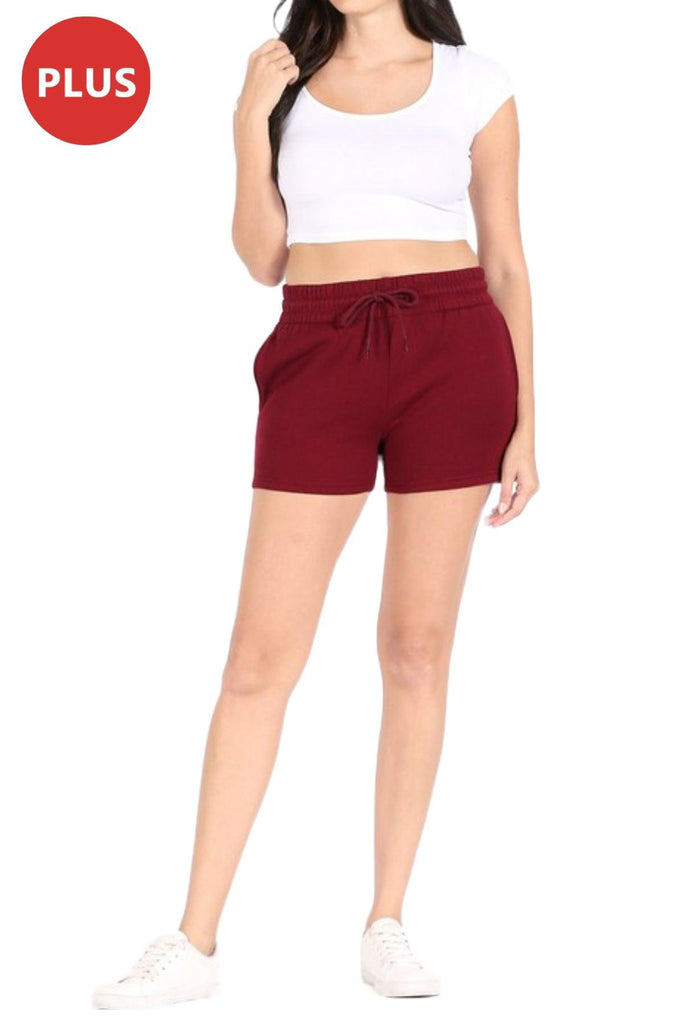 Women's Plus Size Solid Fleece Lounge Sweat Shorts FashionJOA