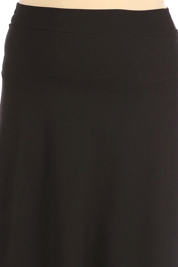 Women's Plus Size Solid High Waisted Flare A-line Midi Skirt with Elastic Waistband FashionJOA