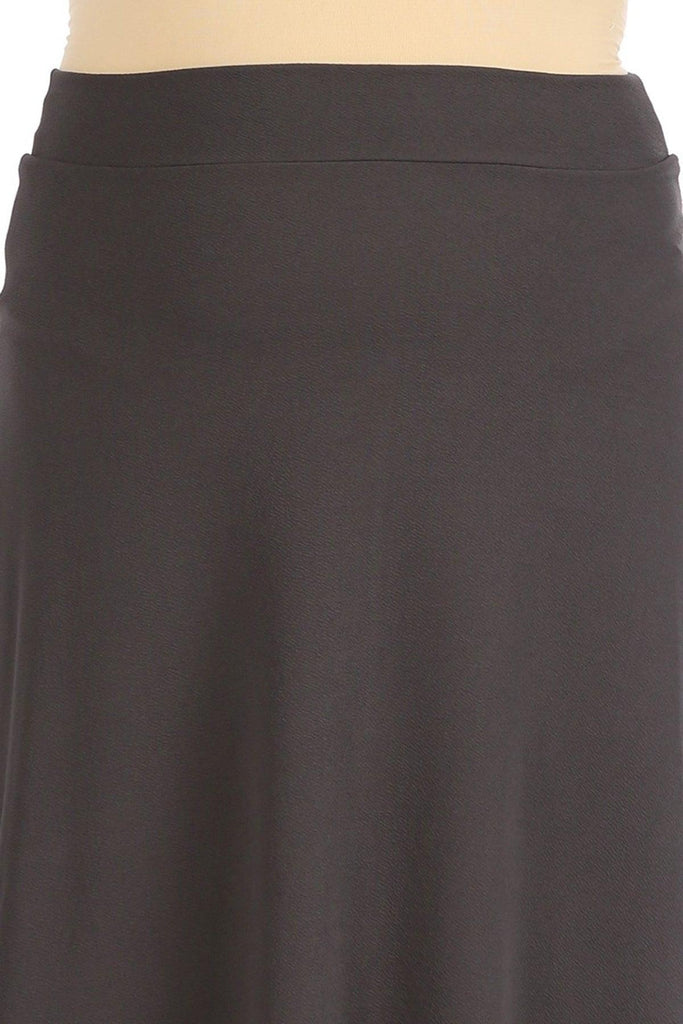 Women's Plus Size Solid High Waisted Flare A-line Midi Skirt with Elastic Waistband FashionJOA