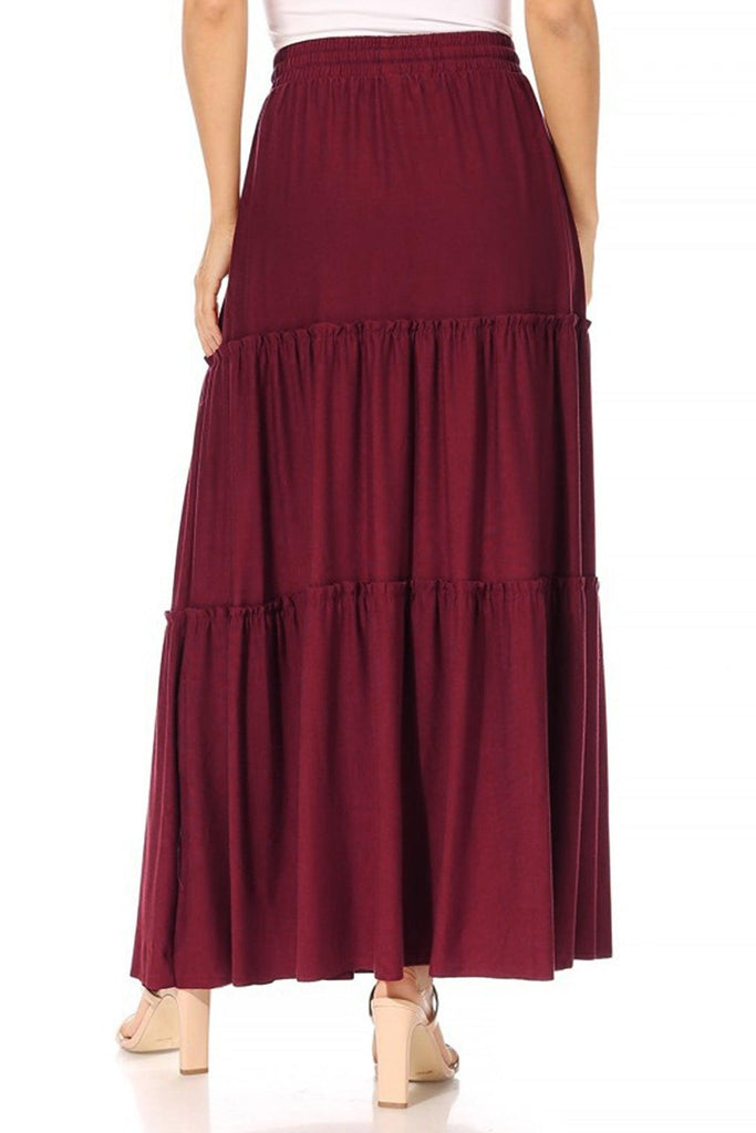 Women's Plus Size Tiered Ruffle Raw Hem Maxi Skirt FashionJOA