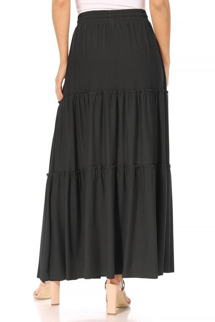 Women's Plus Size Tiered Ruffle Raw Hem Maxi Skirt FashionJOA