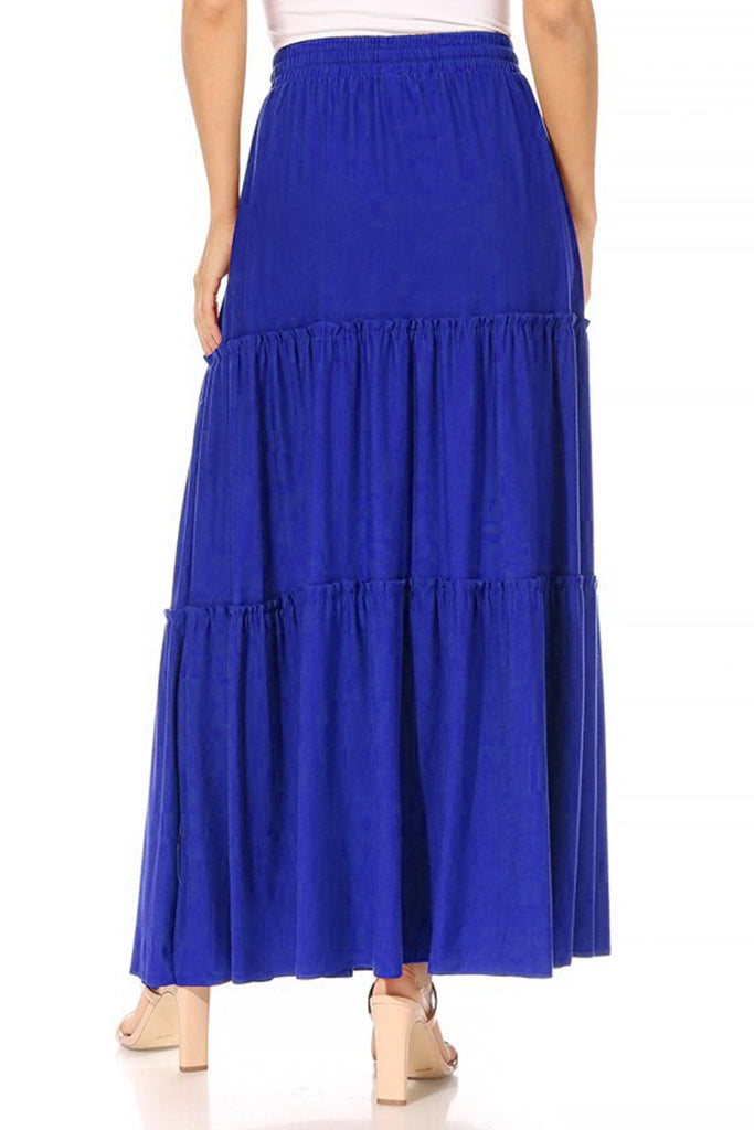 Women's Plus Size Tiered Ruffle Raw Hem Maxi Skirt FashionJOA