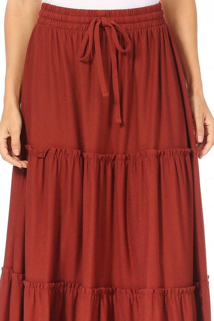 Women's Plus Size Tiered Ruffle Raw Hem Maxi Skirt FashionJOA