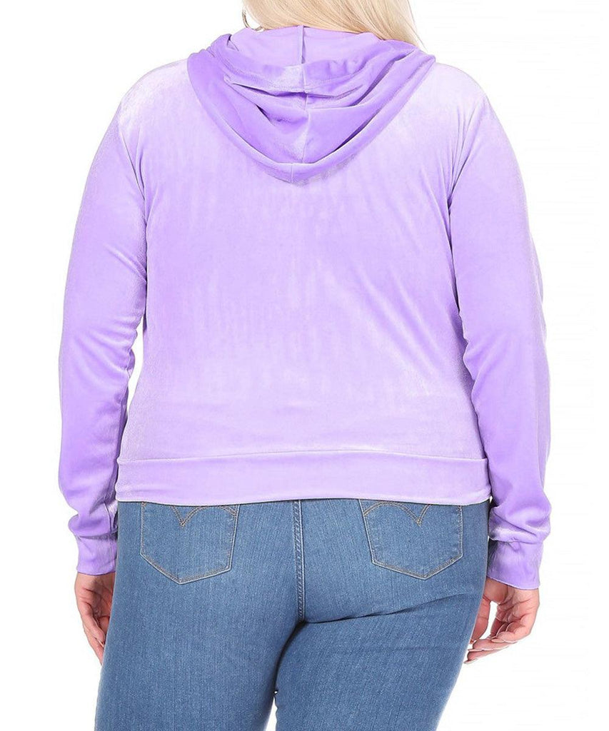 Women's Plus Size Velour Sweatshirt Zip Up Hoodie with Pockets FashionJOA