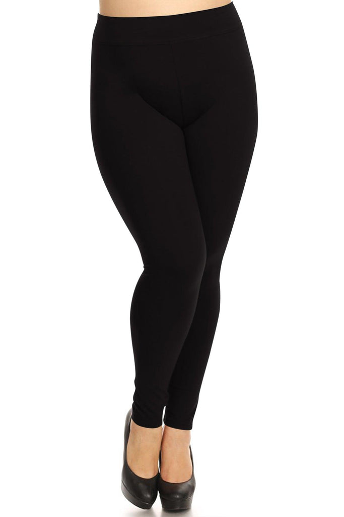 Women's Plus Size Workout Active Yoga Slim Elastic Band Solid Cotton Leggings FashionJOA