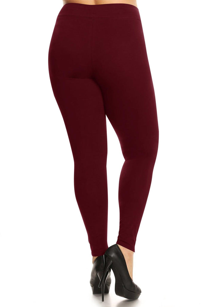 Women's Plus Size Workout Active Yoga Slim Elastic Band Solid Cotton Leggings FashionJOA