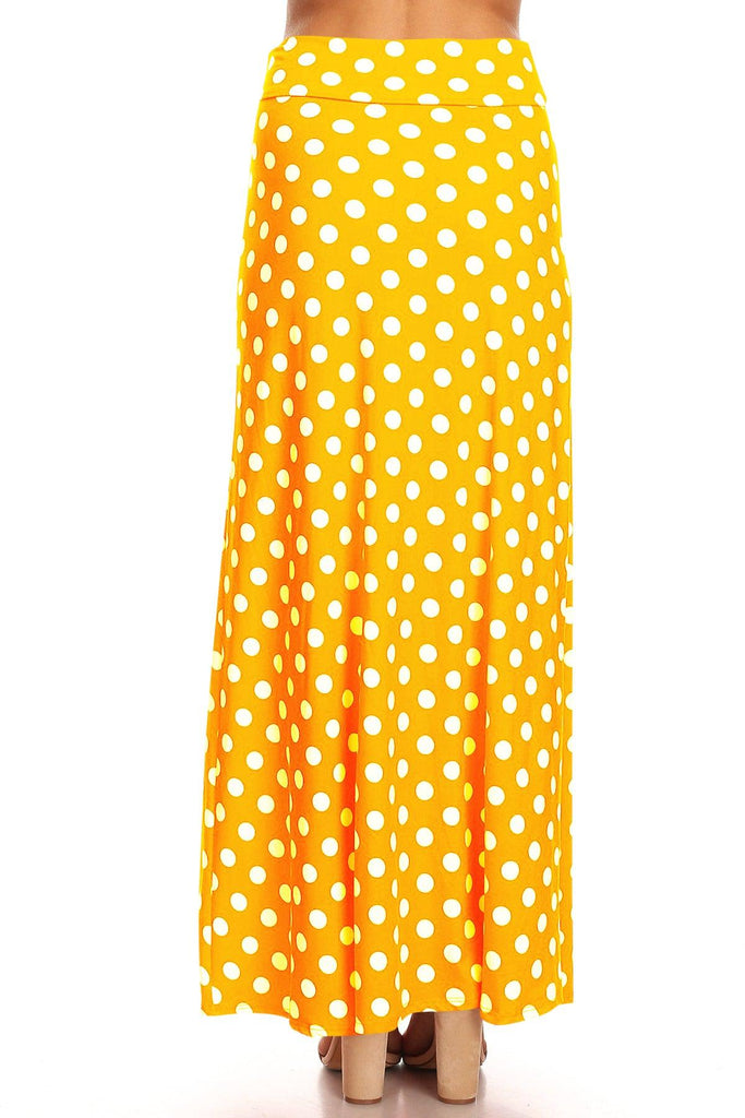 Women's Polka Dot Comfy Foldable Waist Loose Fit A-Line Loungewear Long Maxi Skirt FashionJOA