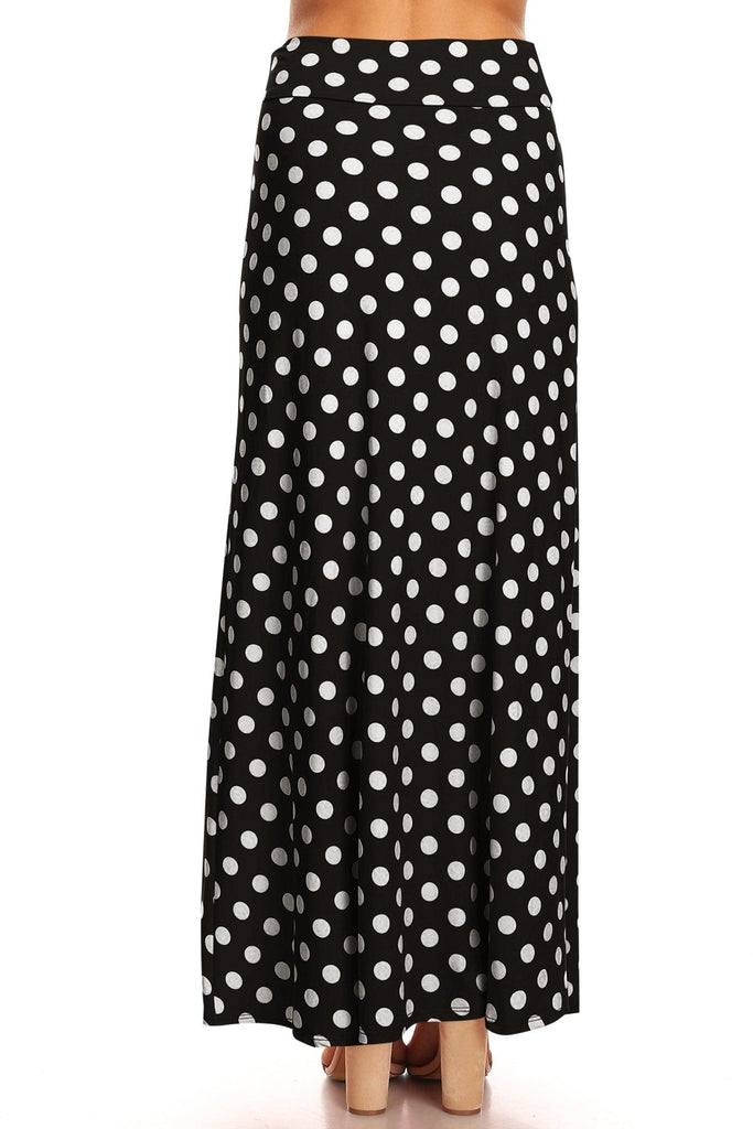 Women's Polka Dot Comfy Foldable Waist Loose Fit A-Line Loungewear Long Maxi Skirt FashionJOA