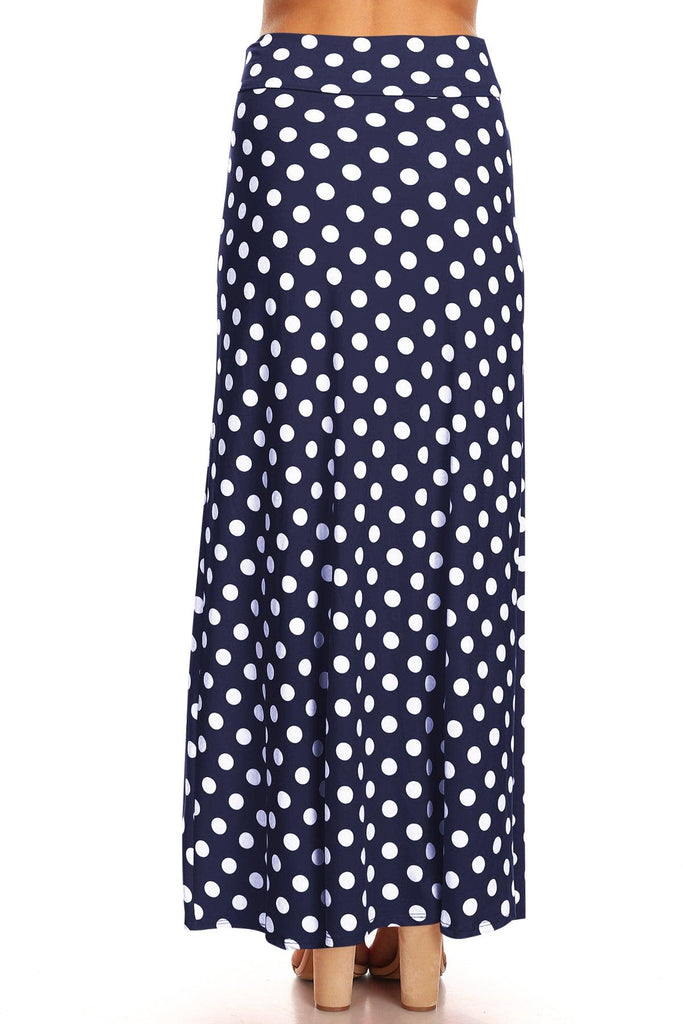 Women's Polka Dot Comfy Foldable Waist Loose Fit A-Line Loungewear Long Maxi Skirt FashionJOA