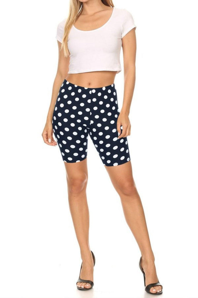 Women's Print Band Waist Biker Shorts FashionJOA